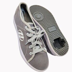 Heelys Mens Size 7 Gray Canvas Lace-Up Low Top Roller Skate Shoes No Wheels